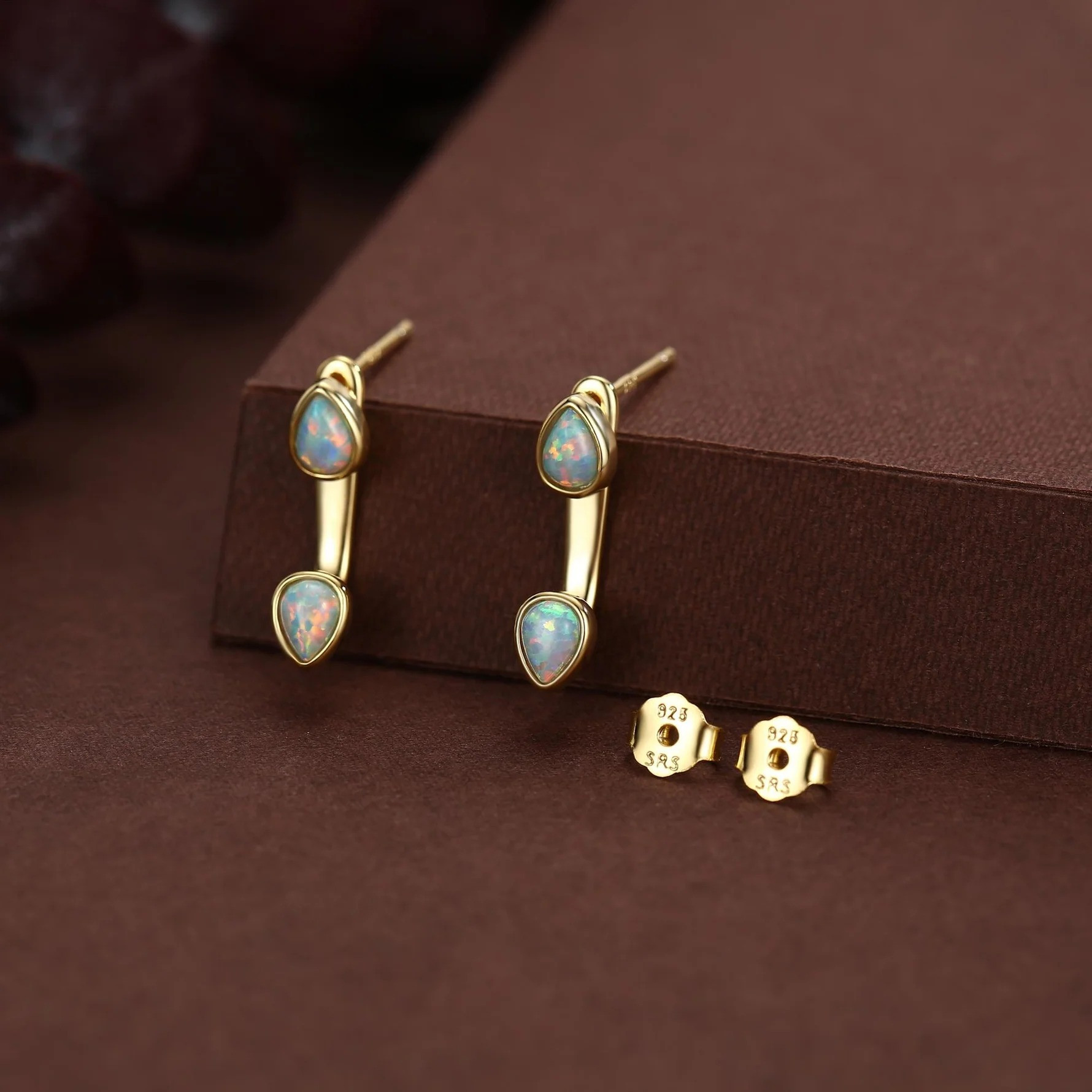 Aqua Green Opal Droplet Ear Jacket - Image 6