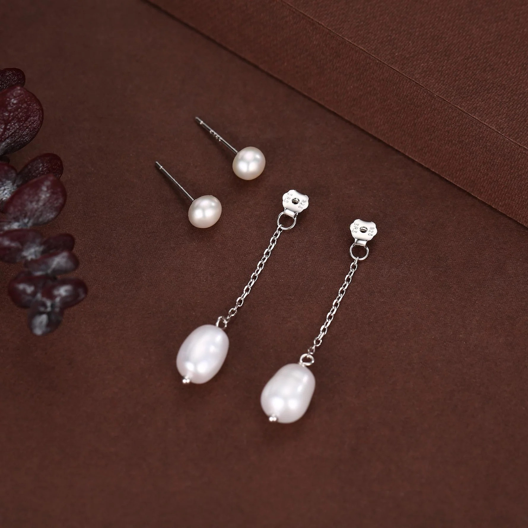 Natural Freshwater Pearl Ear Jacket Earrings - Image 3