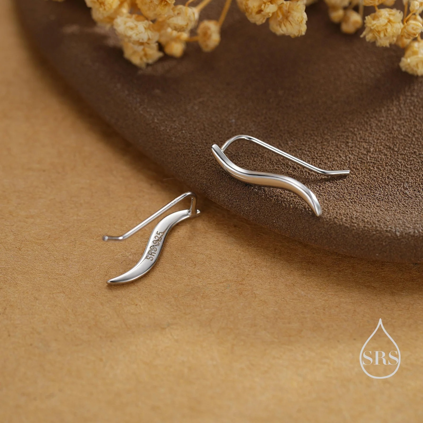 Minimalist Wave Crawler Earrings - Image 7