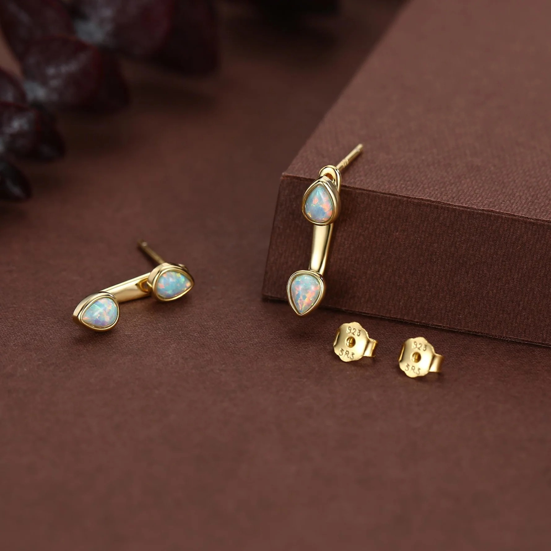 Aqua Green Opal Droplet Ear Jacket - Image 7