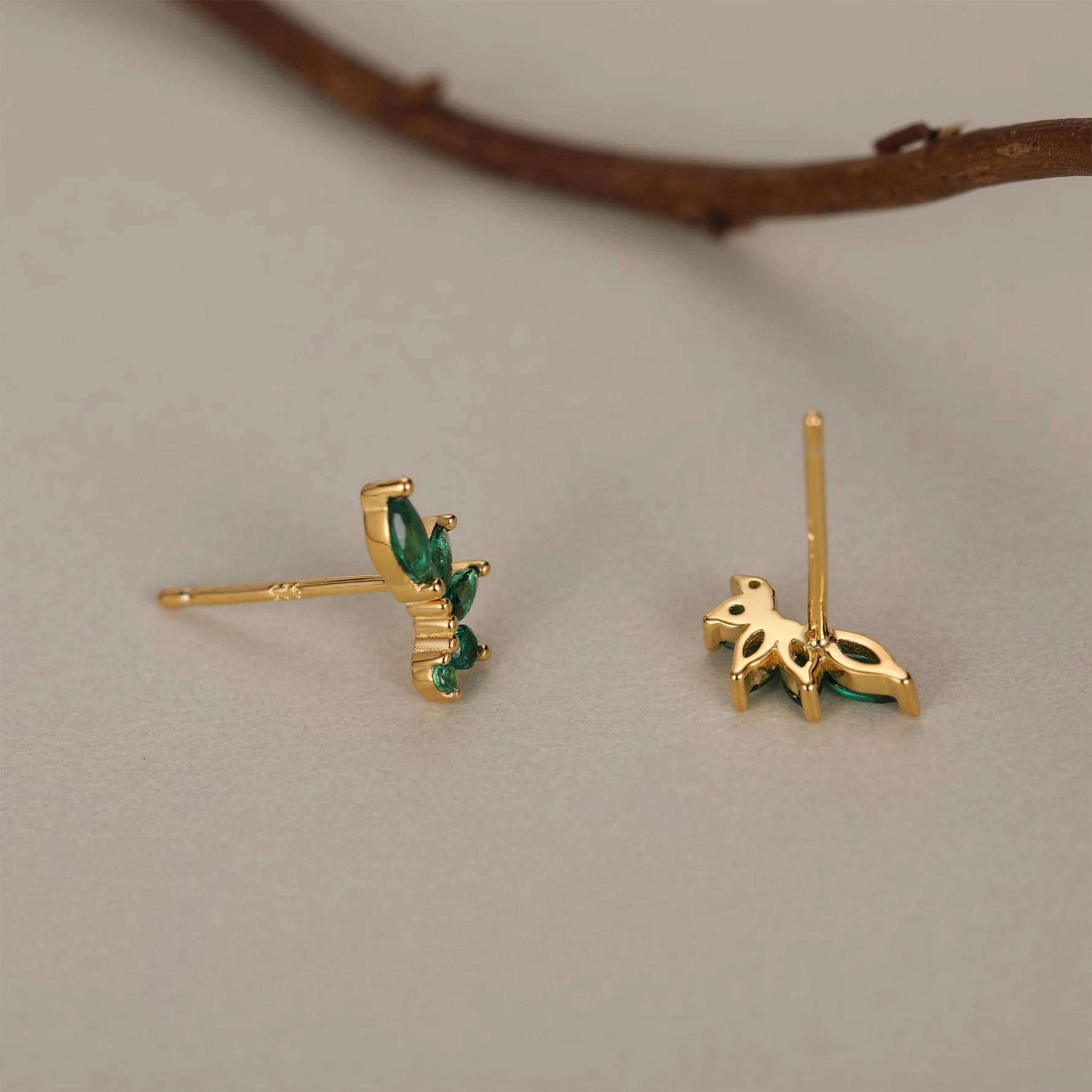 Emerald Green CZ Marquise Cluster Earrings - Image 6