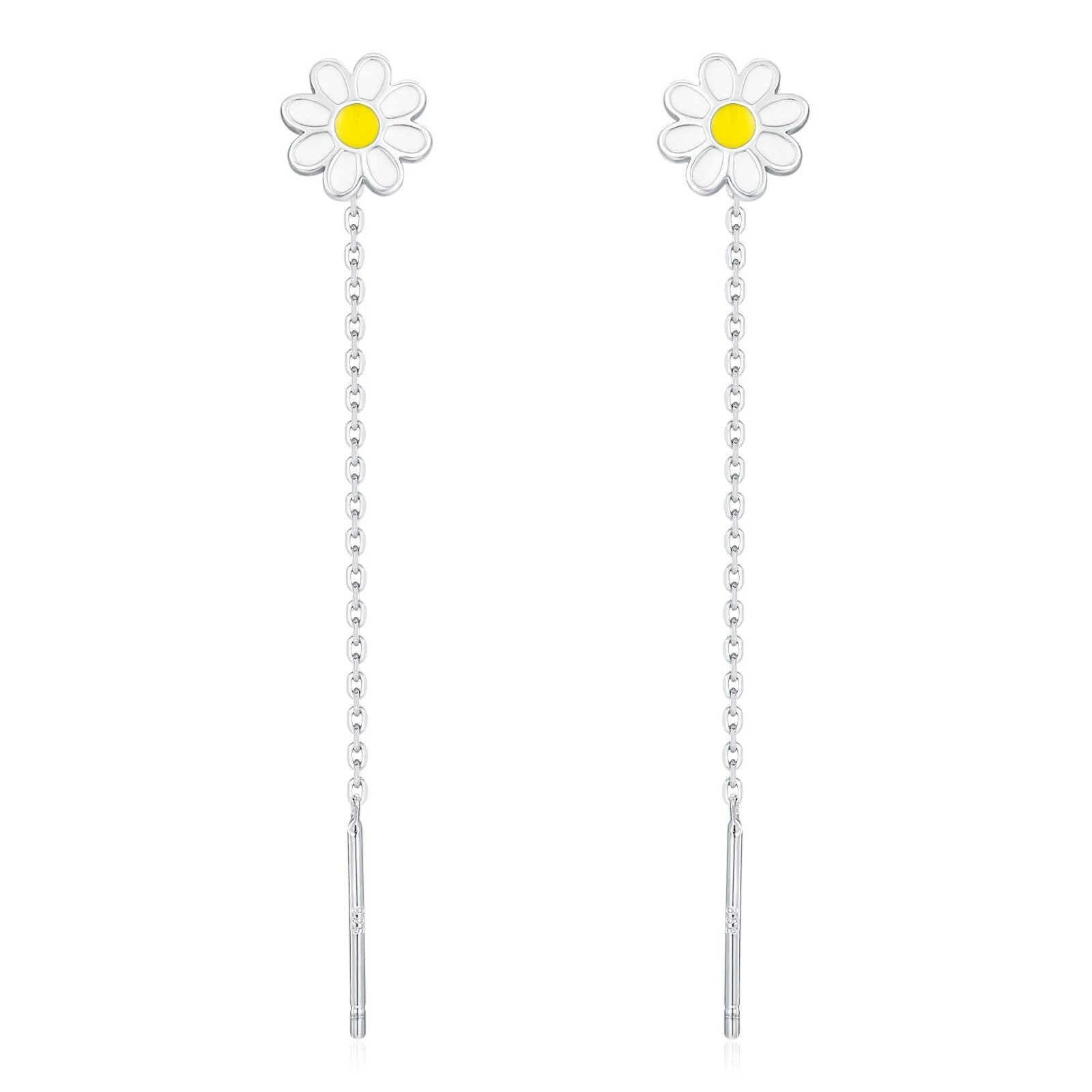 Enamel Daisy Chain Pull Through Threader Earrings - Image 7