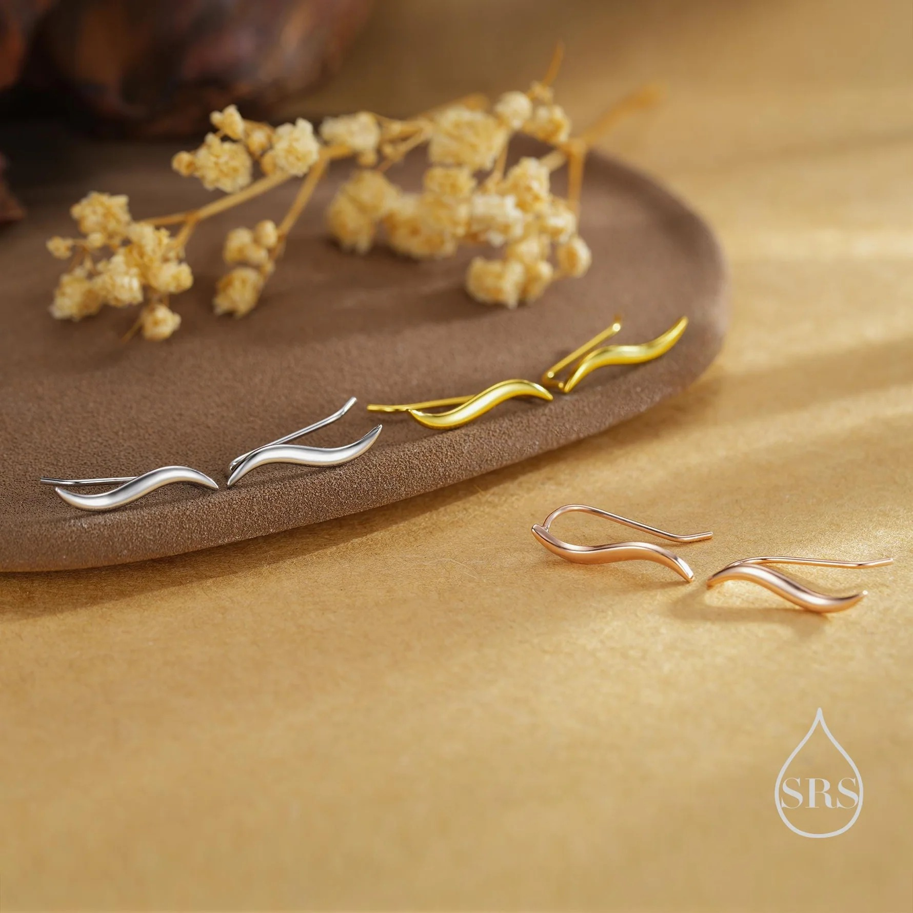 Minimalist Wave Crawler Earrings - Image 8