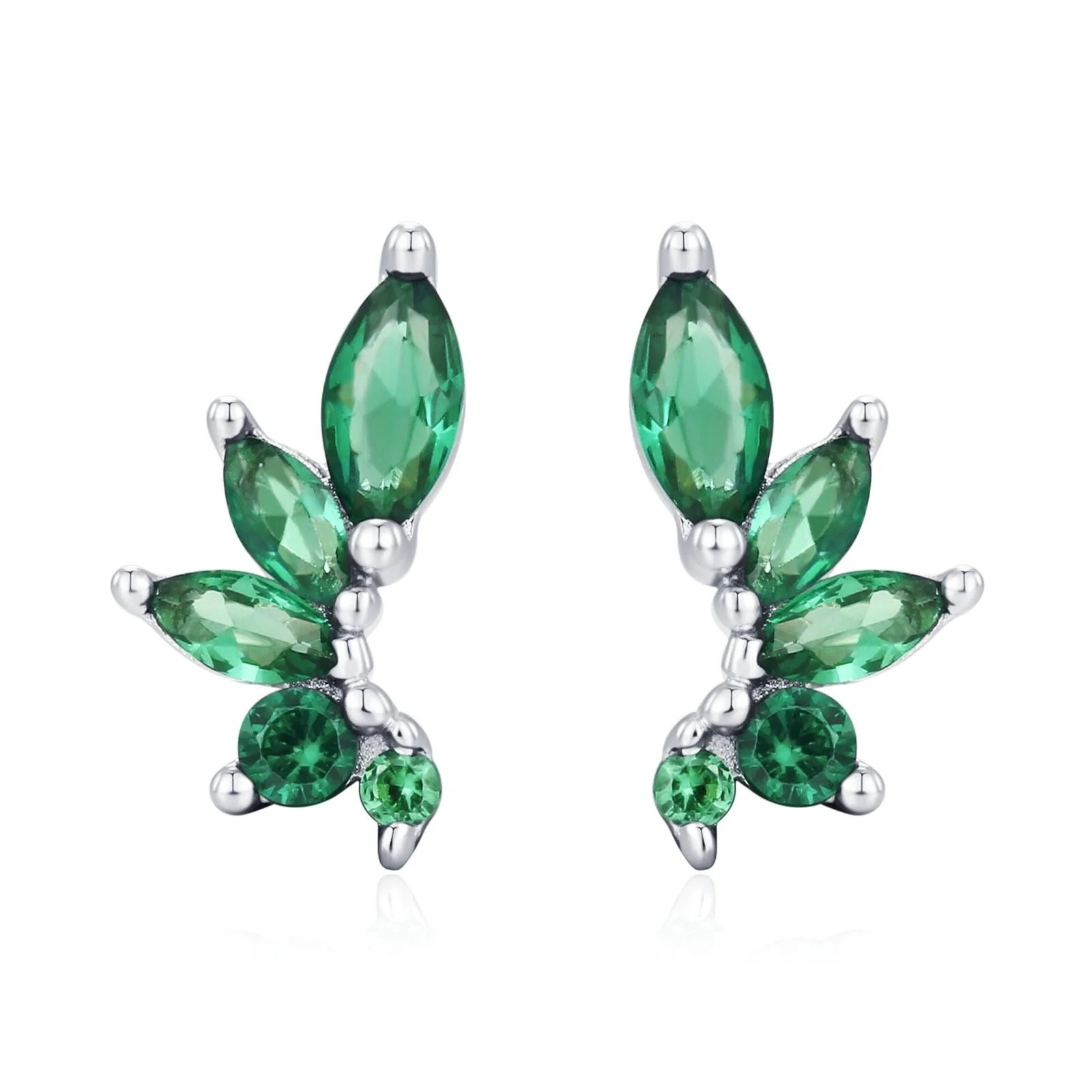 Emerald Green CZ Marquise Cluster Earrings - Image 8