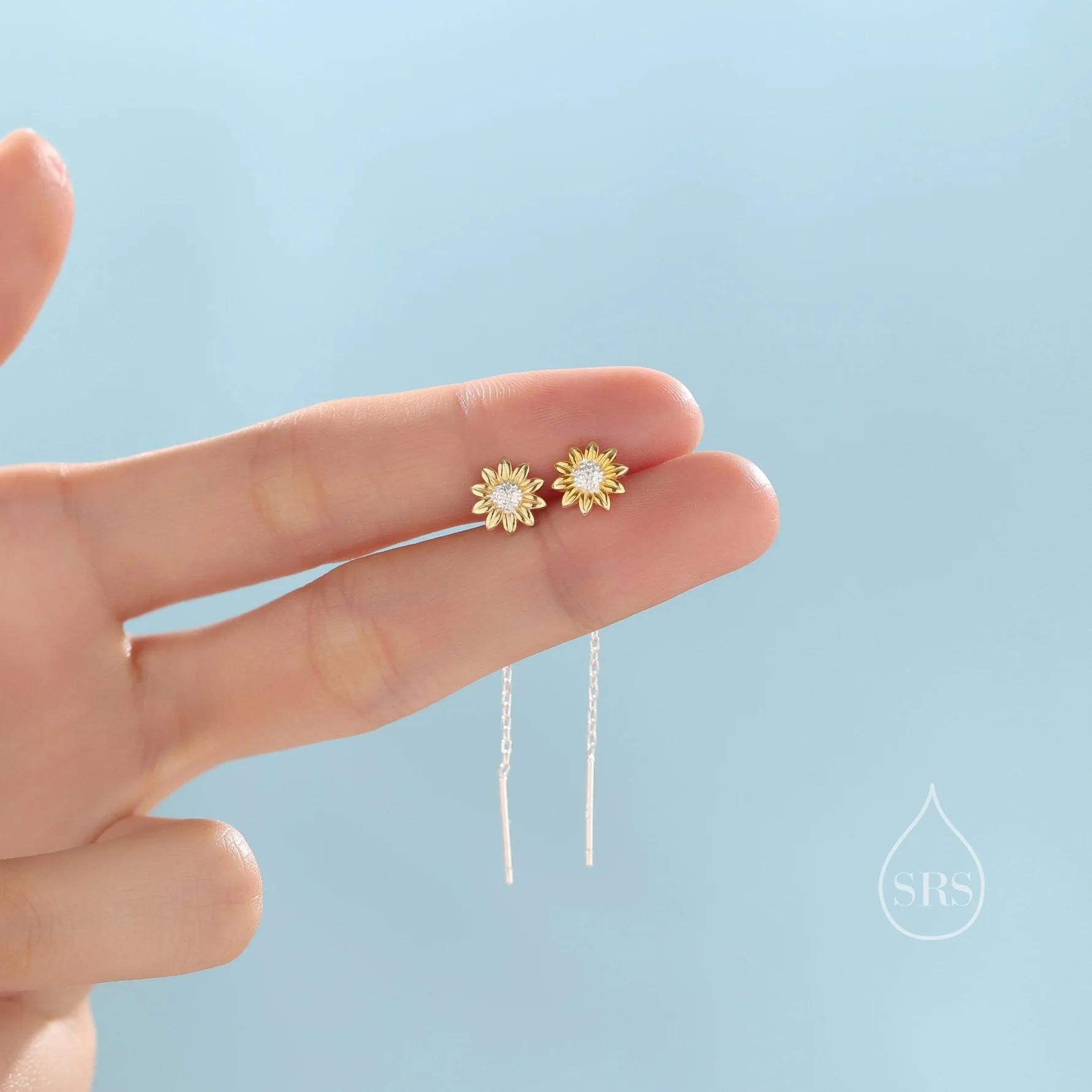 Sunflower Threader Earrings - Image 6