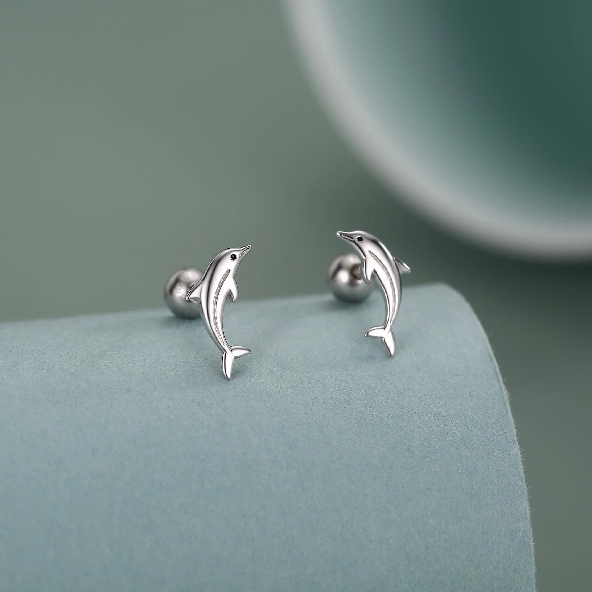 Dolphin Screw Back Earrings - Image 3