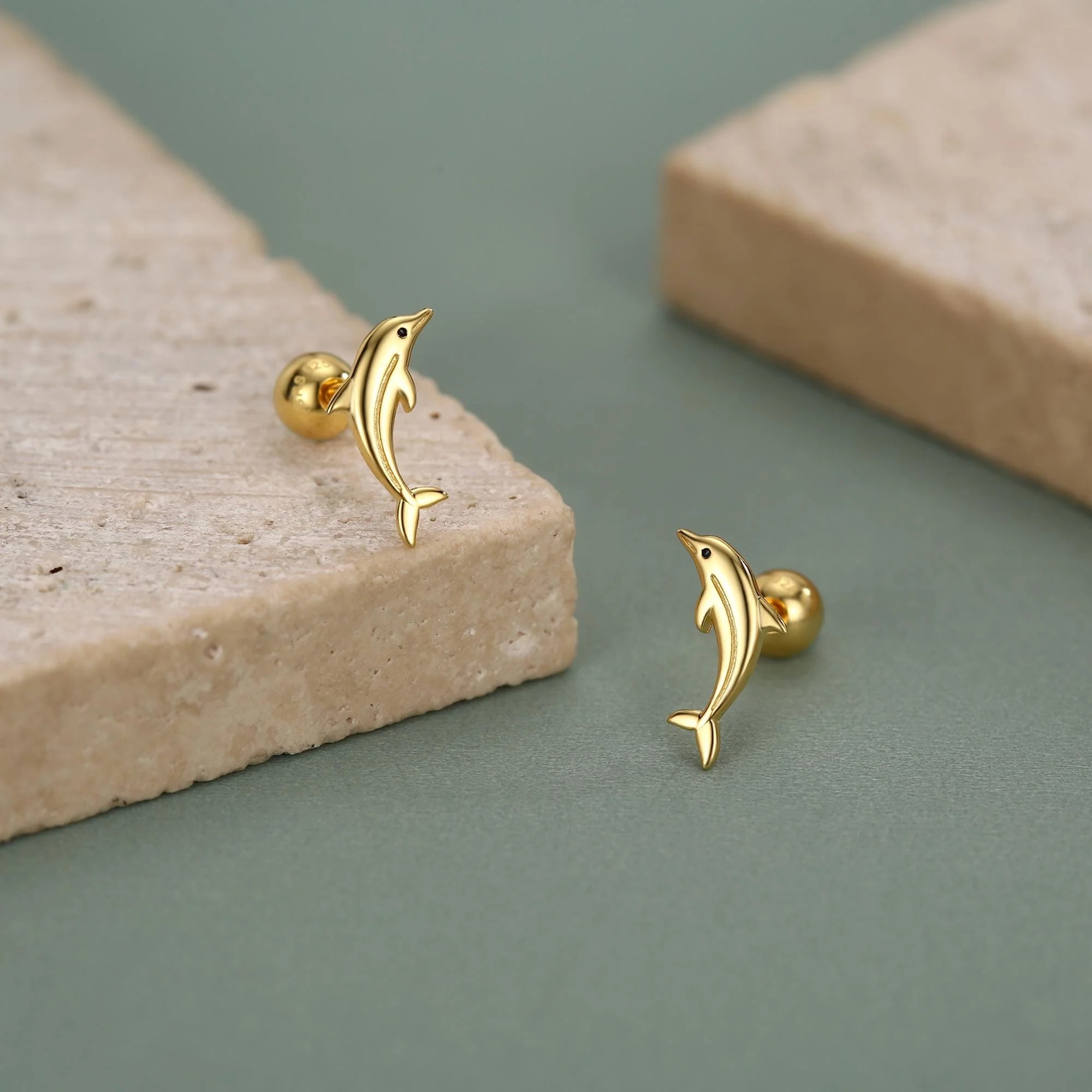 Dolphin Screw Back Earrings - Image 4