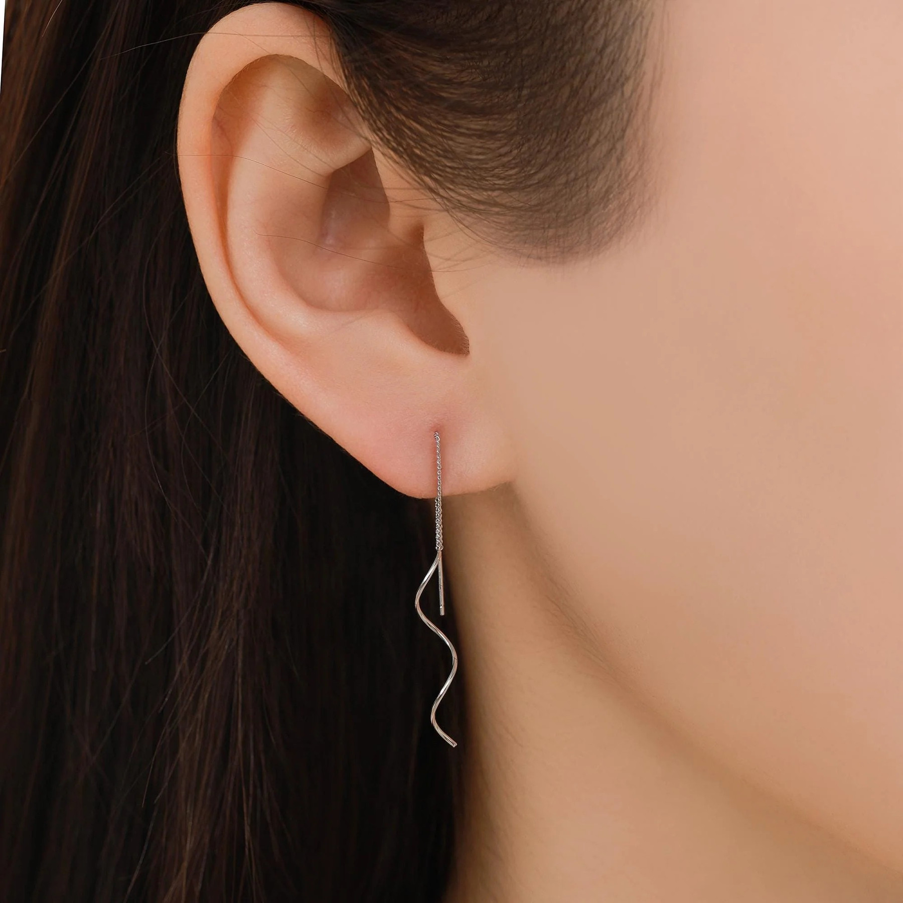 Sterling Silver Swirl Design Ear Threaders