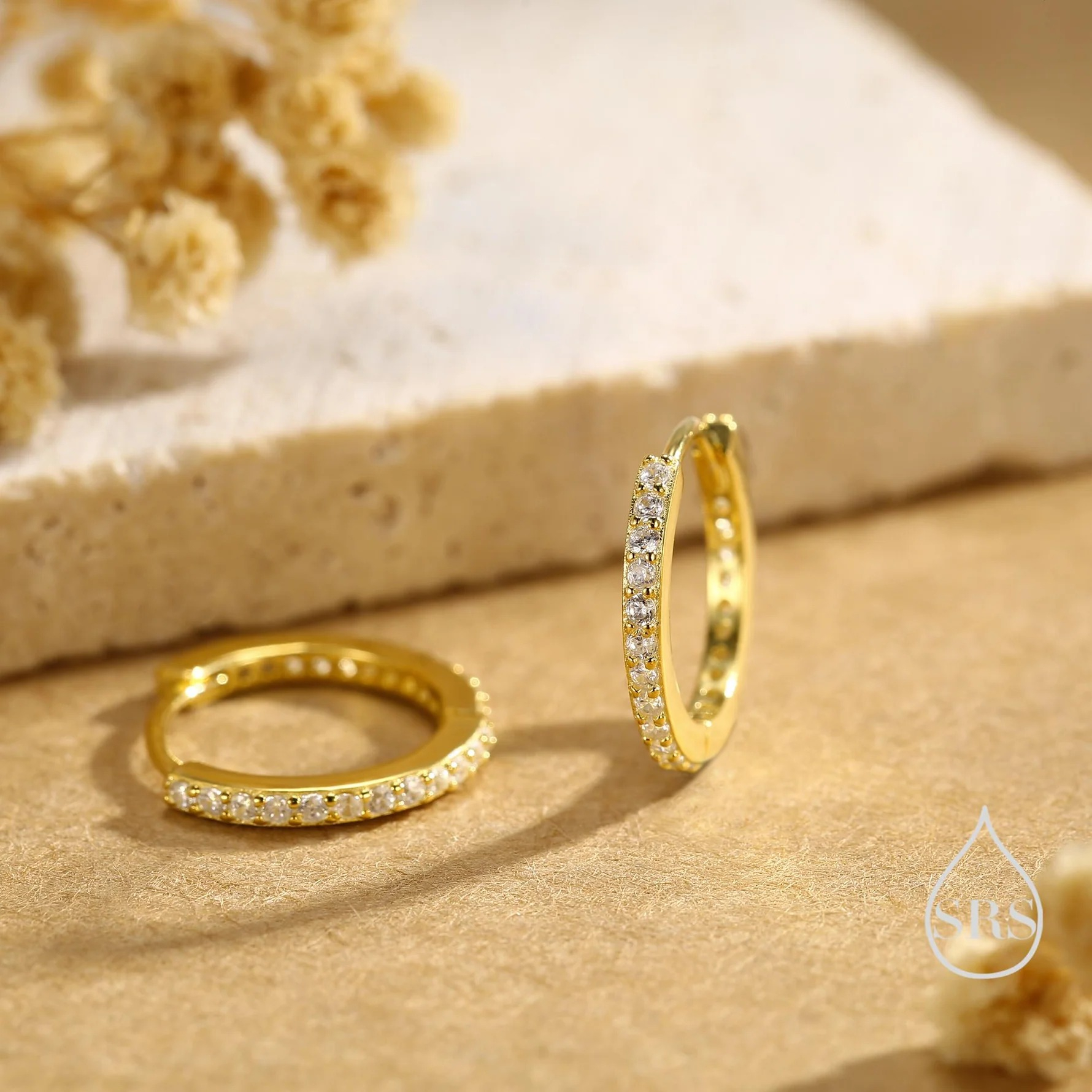 Extra Skinny Clear CZ Huggie Hoop