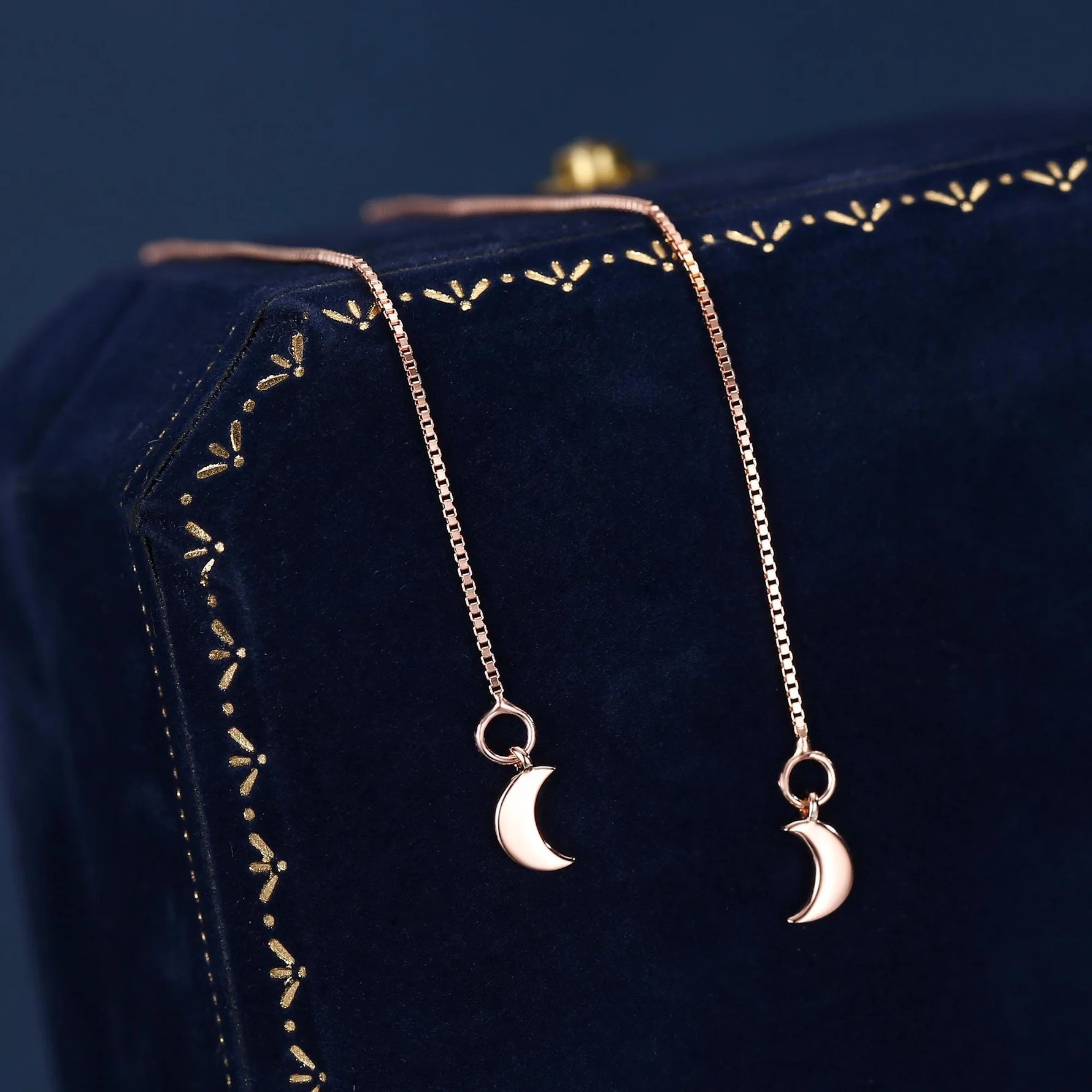 Crescent Moon Threader Earrings - Image 7
