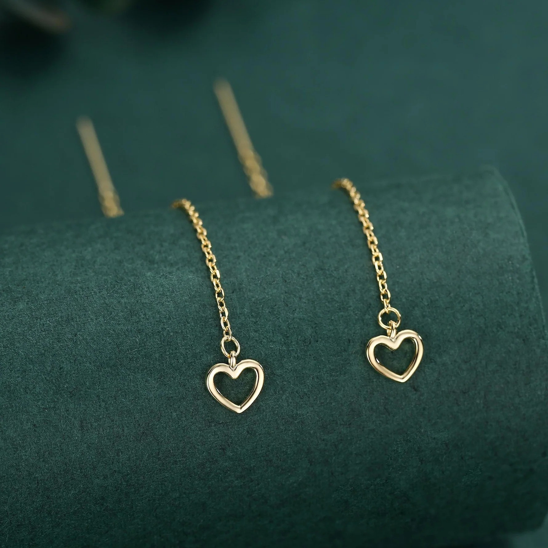 Tiny Open Heart Threader Earrings - Image 7