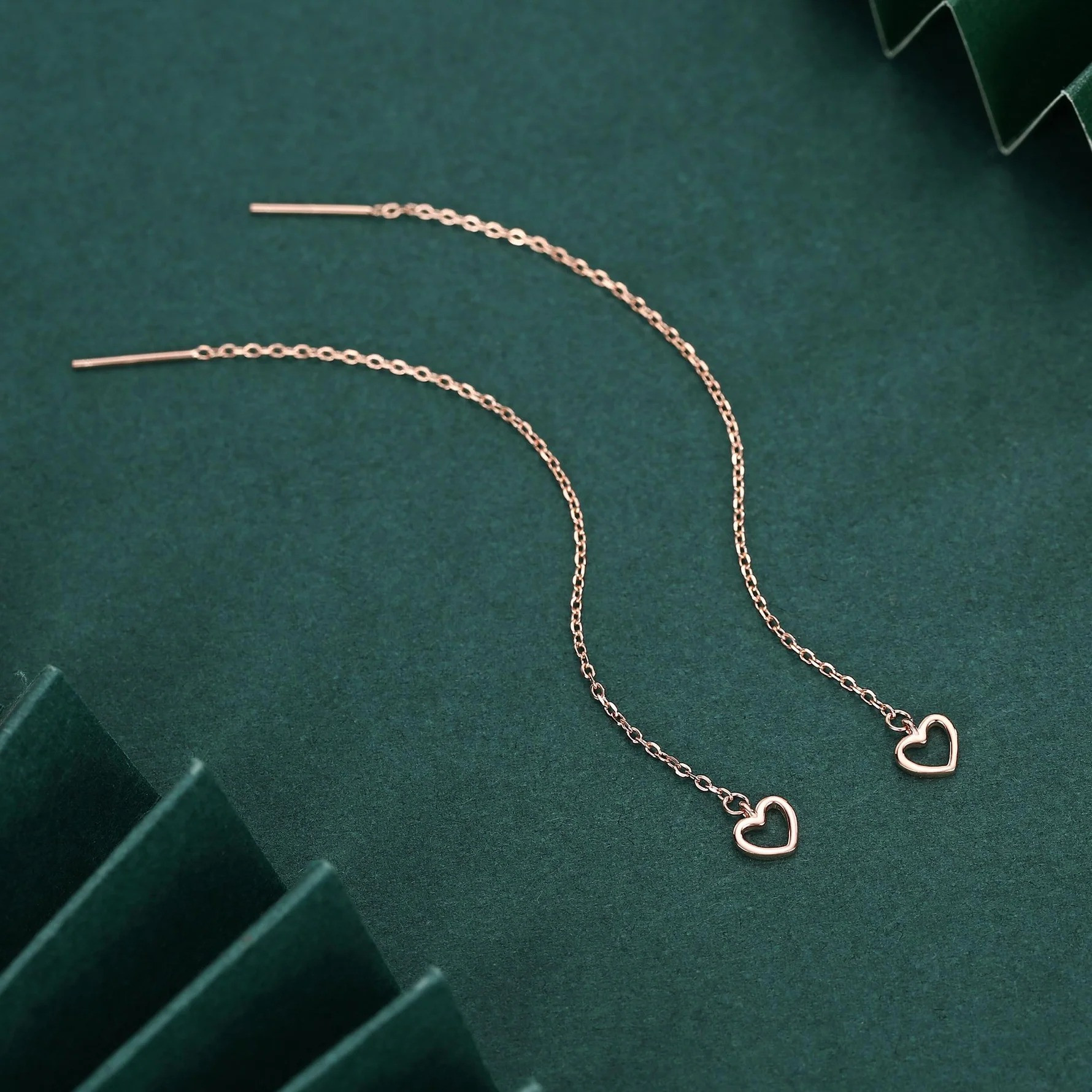 Tiny Open Heart Threader Earrings - Image 8