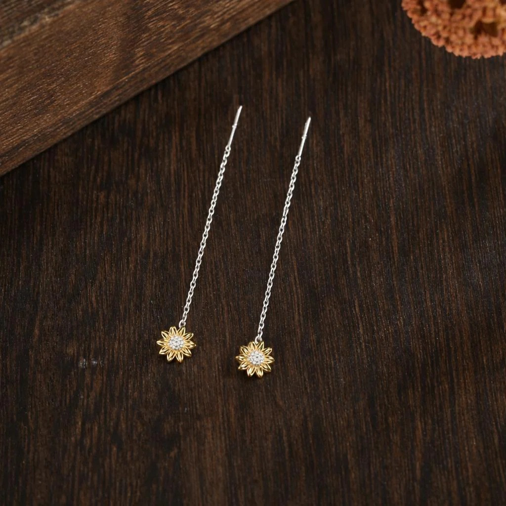 Sunflower Threader Earrings - Image 3